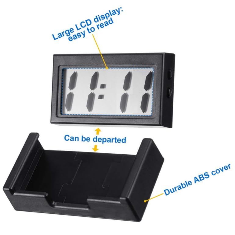 Small Digital Clock, with Jumbo LCD Time & Day Display,Mini Automotive Small Digital Clock Battery Operated (Black) — image 2
