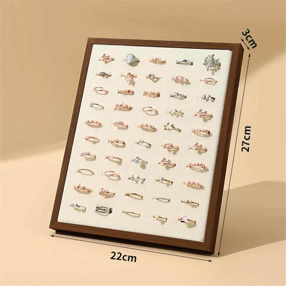 Ring Display Stand - 50 Slots Shaped Jewelry Tray Ring Board Earrings Organizer, jewelry storage Black walnut wood color(Only includes display racks) — image 5