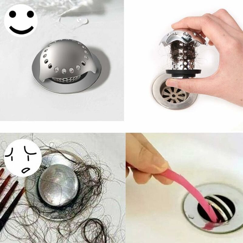 Bathtub Hair Catcher Stainless Steel Drain Hair Catcher Filter For Bathtub Fits Drain Sizes From 3.5Cm To 4.5Cm — image 2