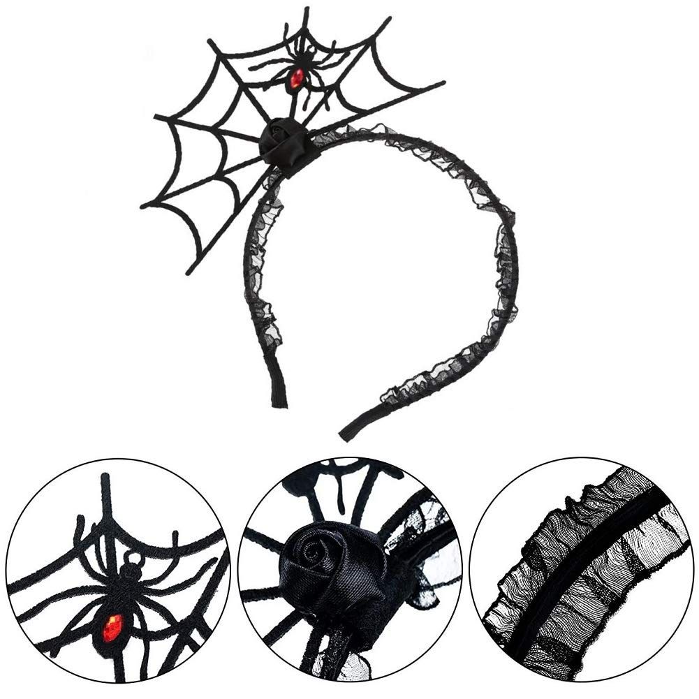 Halloween Spider Headband Spiderweb Hair Hoop Halloween Party Cosplay Masquerade Costume Accessory (Black) — image 3