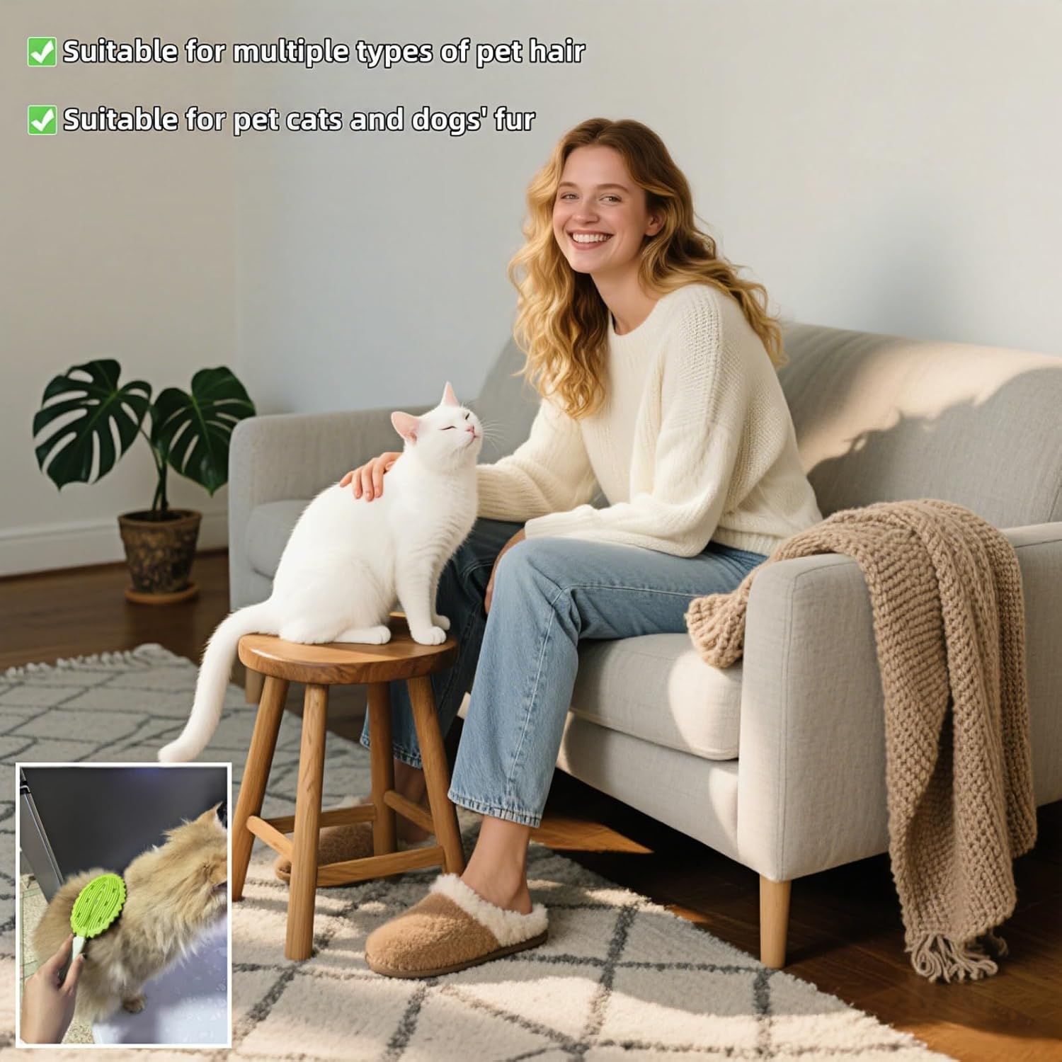 Pet Durian Massage Comb, Dual-Sided Cat Dog Grooming Tool with Back Scraping Teeth, Green, 8.66 inch — image 5