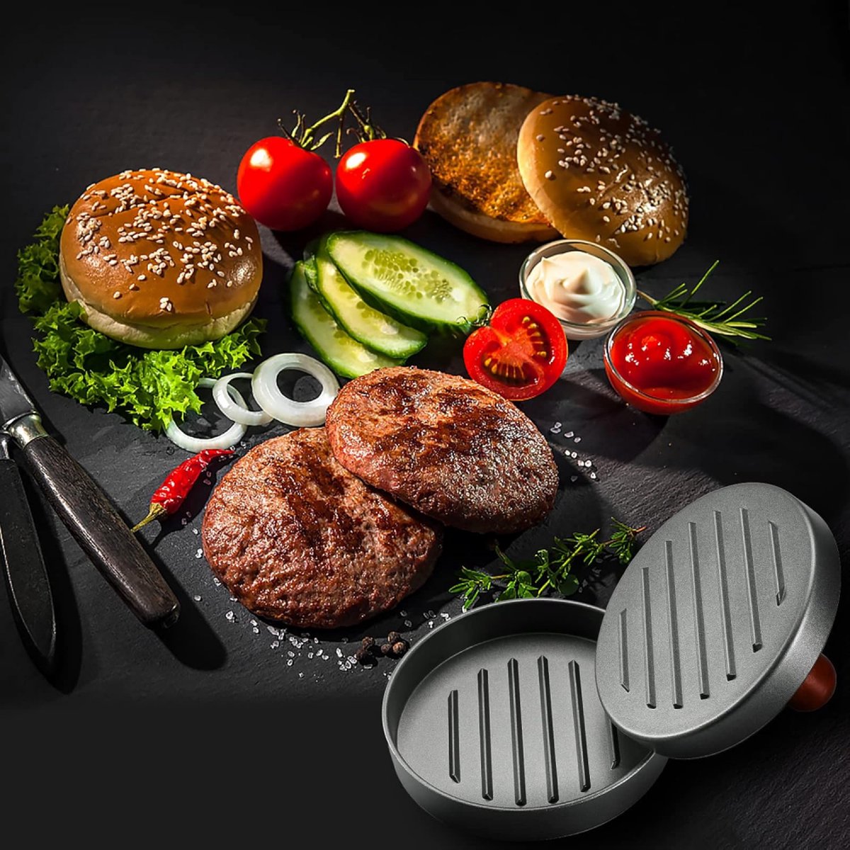 Hamburger Press - Stainless Steel - Hamburger Maker - Burger Press - Hamburger Presses - Hamburger Shaper - Burger Meat Press - Includes 100 Sheets of Wax — image 3