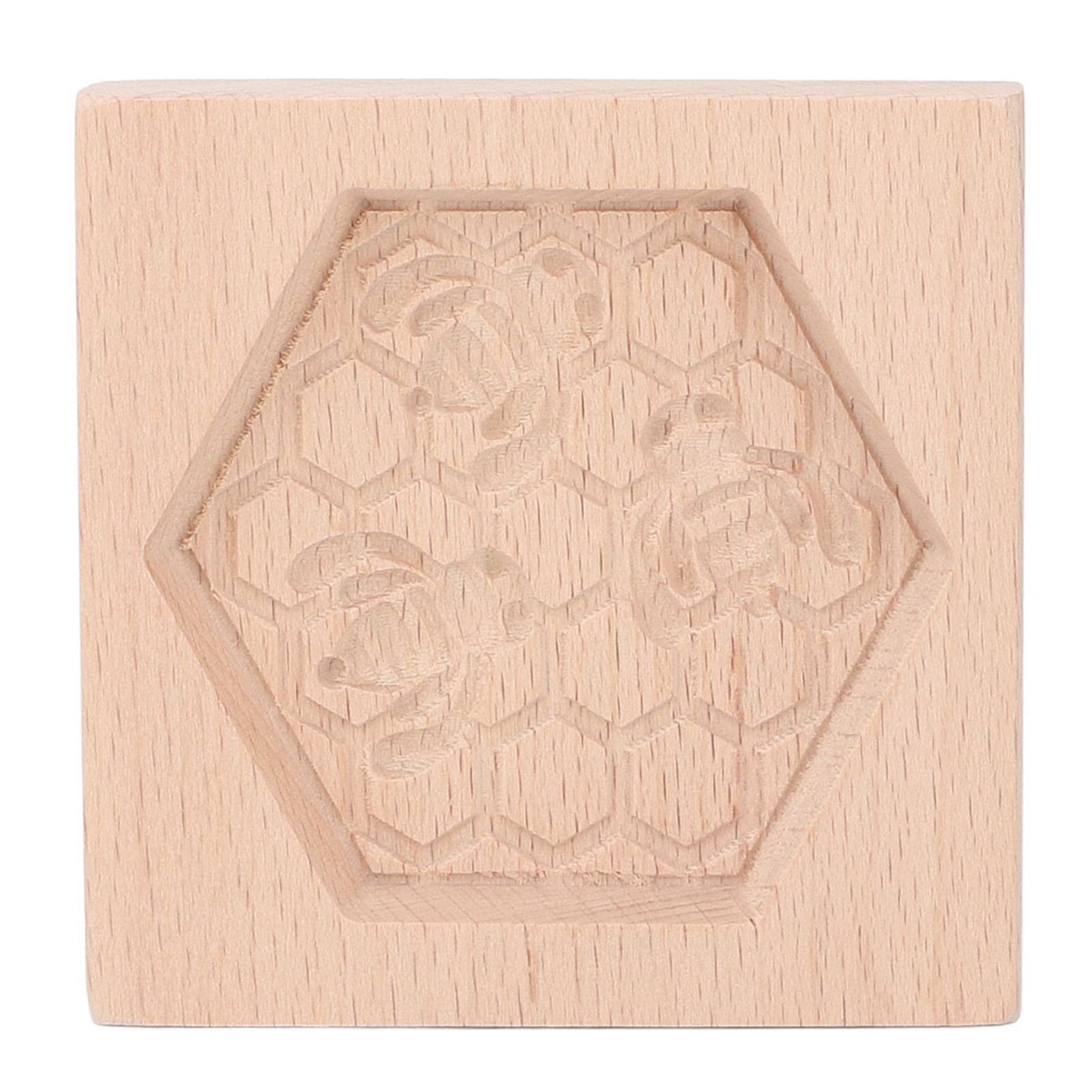 Wooden Cookie Mould Beechwood Reusable Washable Biscuit Press Stamp Mold for Kitchen Baking Bee — image 4