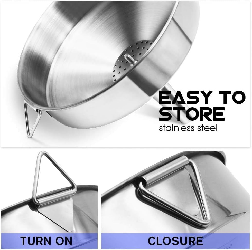 Super Large Stainless Steel Large Funnel with Detachable Strainer/Filter for Cooking Oil and Transmission Liquid and Powder, Food Grade Metal Kitchen Funnels โ image 2