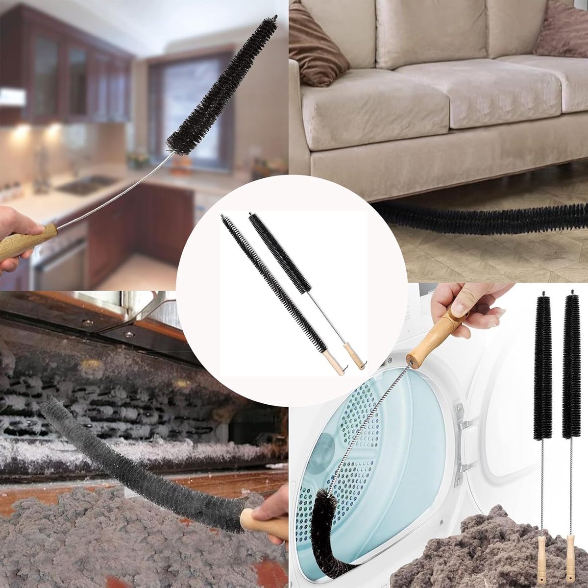 Crevice brush with long handle and stiff bristles - 2-pack - Suitable for dryer ventilation - Radiator cleaning brush - Ideal for cleaning tight spaces — image 5