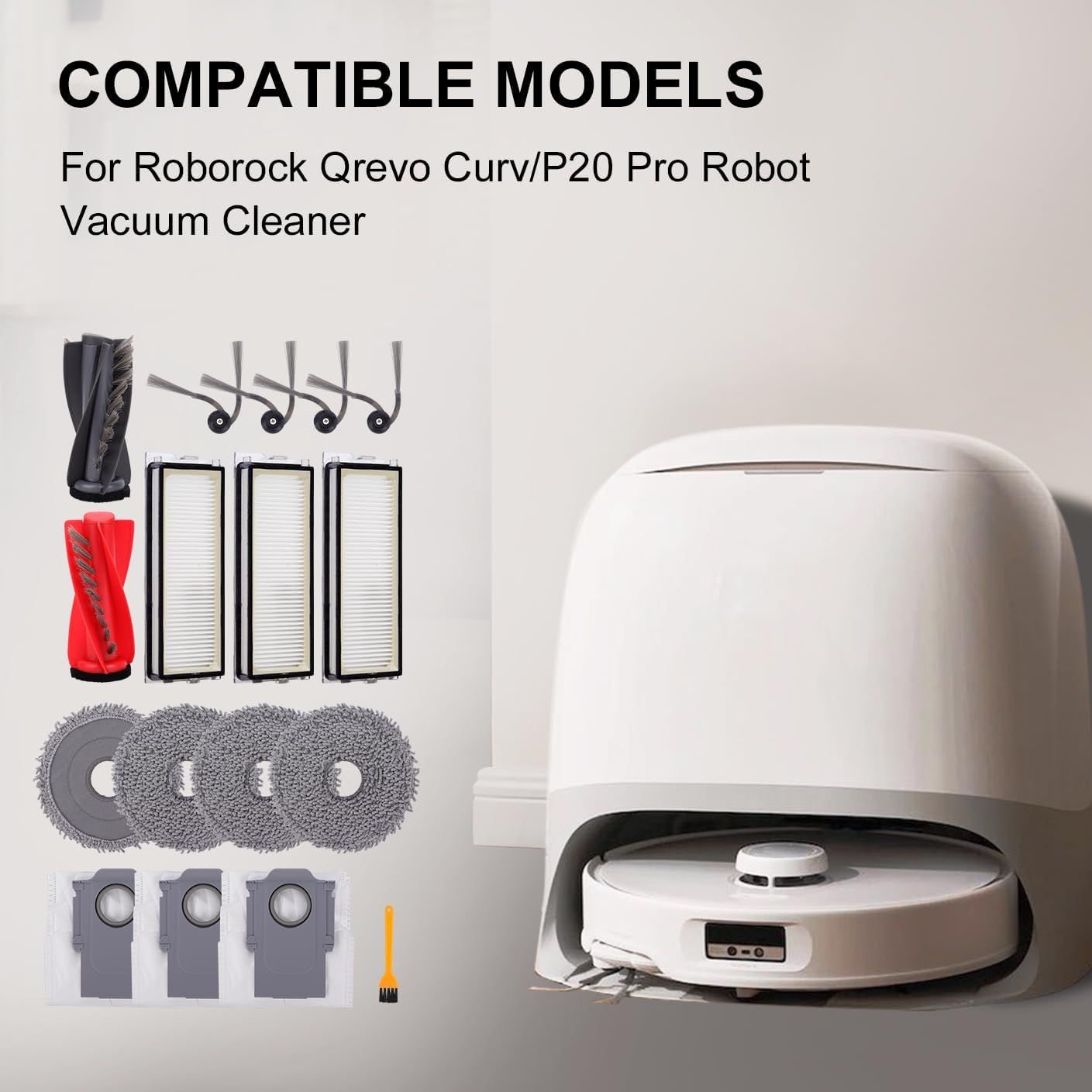 Replacement Parts Accessories Kit or Qrevo S5V/Qrevo Curv/Qrevo Curv S5X/Qrevo Edge S5A Series Robot Vacuum Cleaner - 1 Main Brush, 3 HEPA ilters, 3 Dust Bags — image 3