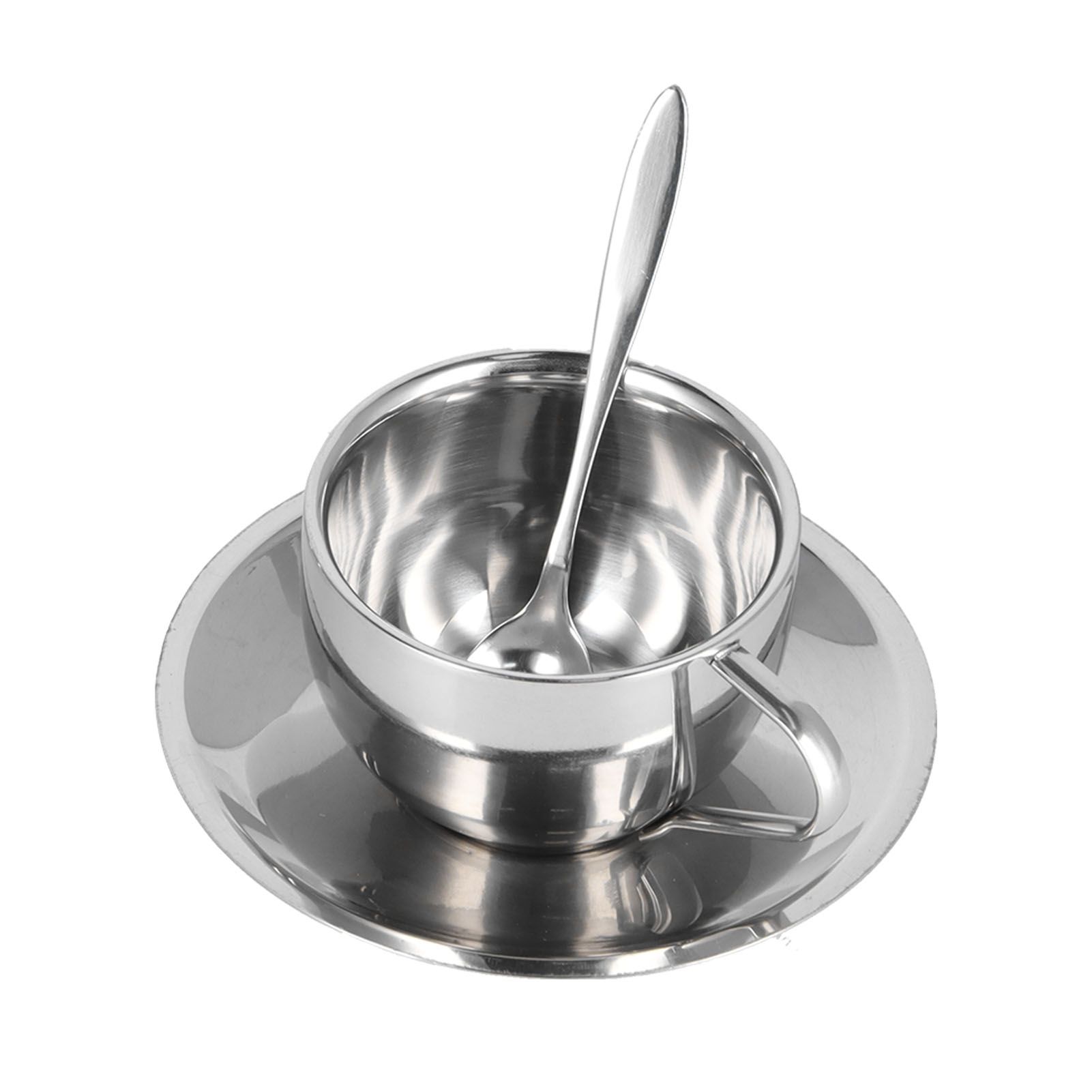 3PCS/Set Insulated Coffee Cup Set Stainless Steel Double Walled Mugs Milk Tea Cup with Saucer Spoon Set180ML โ image 5