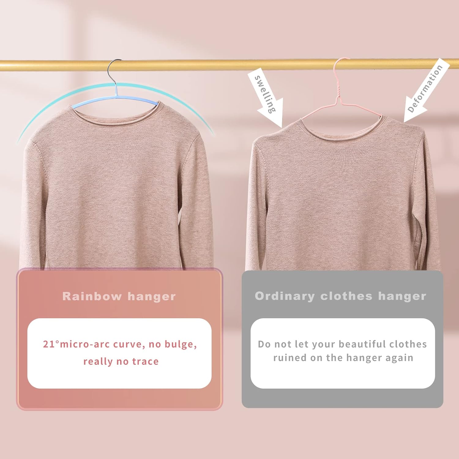 Clothes Hanger 14 Pack, Sweater Hangers No Shoulder Bump, 16.5 inch Wide Heavy Duty Coat Hangers for Closet, Non Slip PVC-Coating Metal Hangers for โ image 2