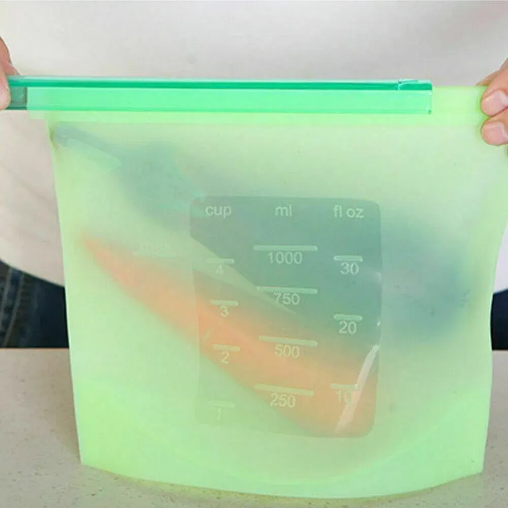 Reusable Silicone Food Storage Bags Leak proof Microwave Freezer Freshness Safe 500ml*1 - White 500ml*1 Unit โ image 6