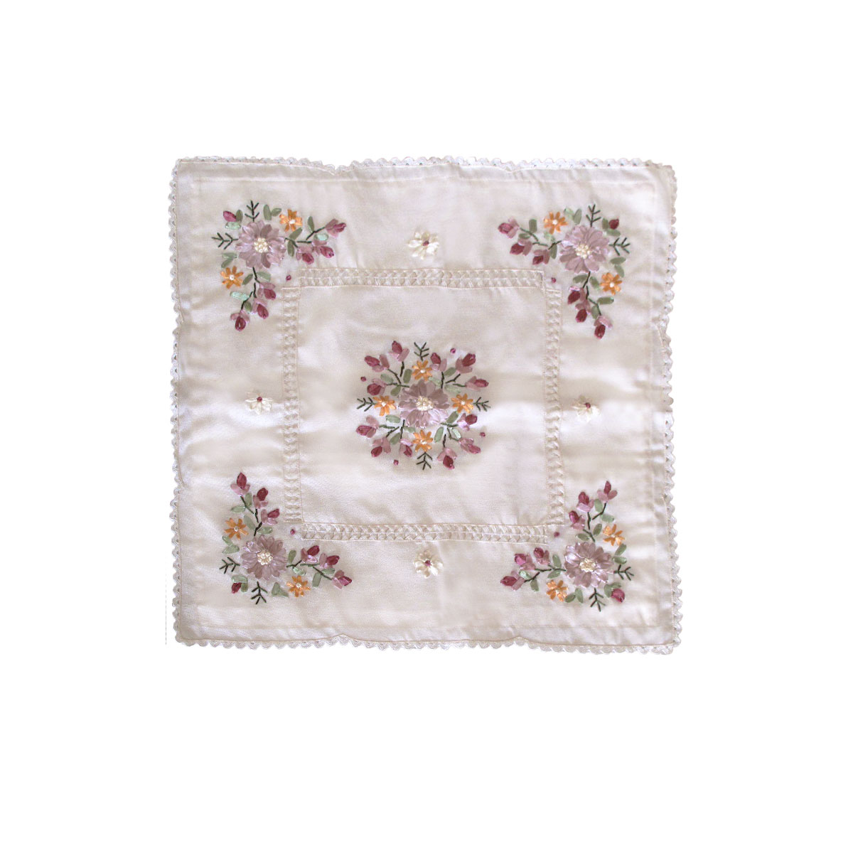 Victoriana Cream Applique Embroidered Cushion Cover 45 × 45 cm