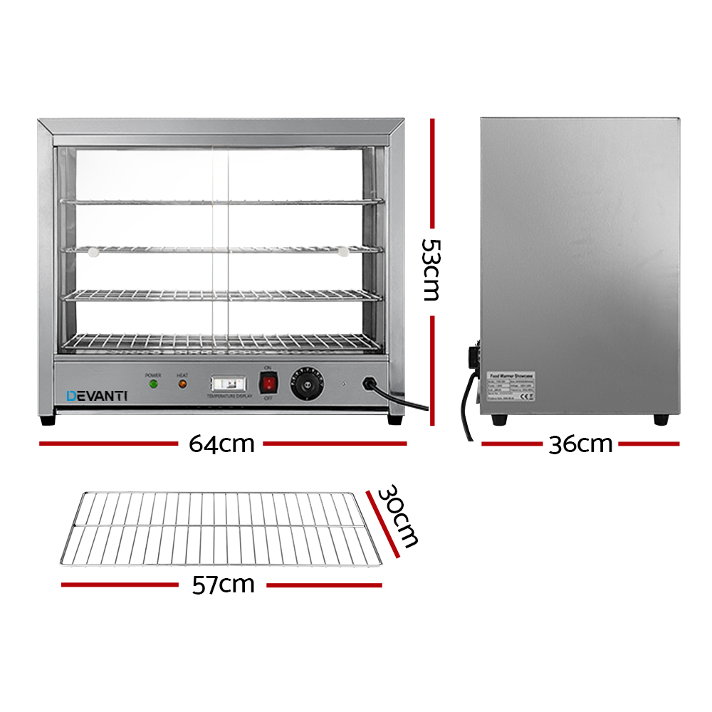 Devanti Commercial Food Warmer Hot Display Showcase Cabinet 64cm — image 2