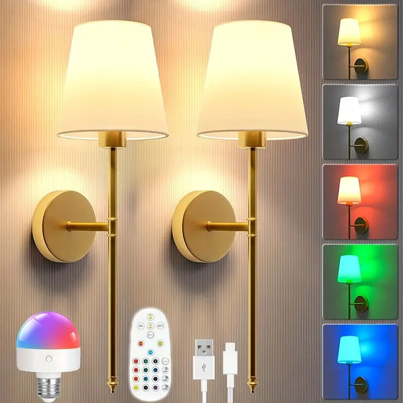 Battery Wall Sconces Set of 2 with Remote — image 3