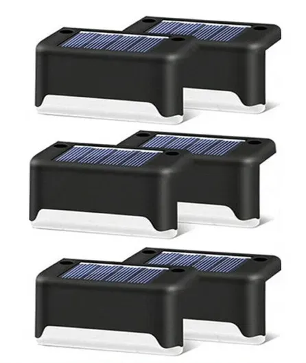 Multicoloured warm Outdoor Solar LED Deck Lights - Warm White, Black, 8-Pack for Garden, Patio, Pathway, Stairs