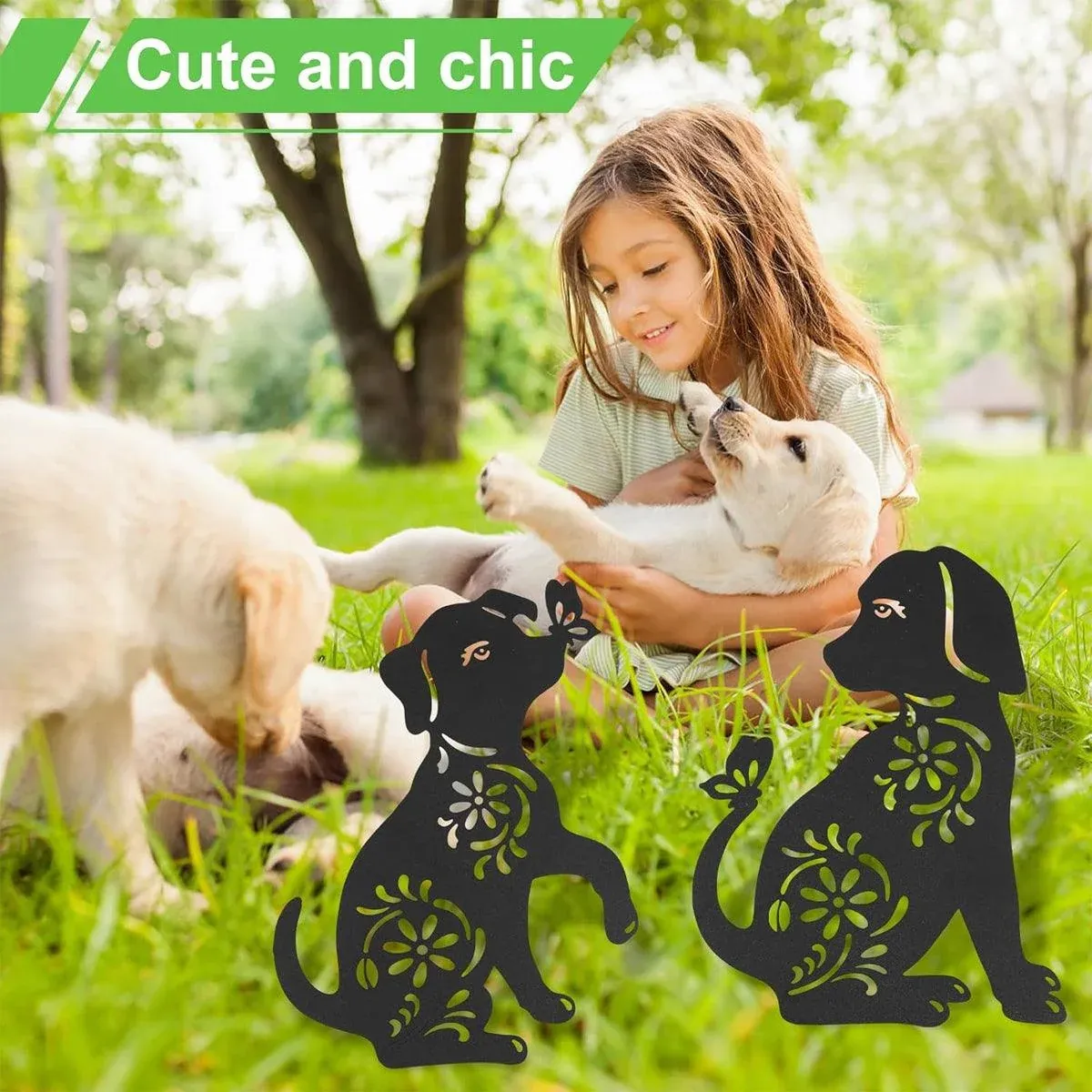 2pcs Iron Outdoor Garden Dog Statues Decorative Lawn Ornaments for Patio Decor — image 6