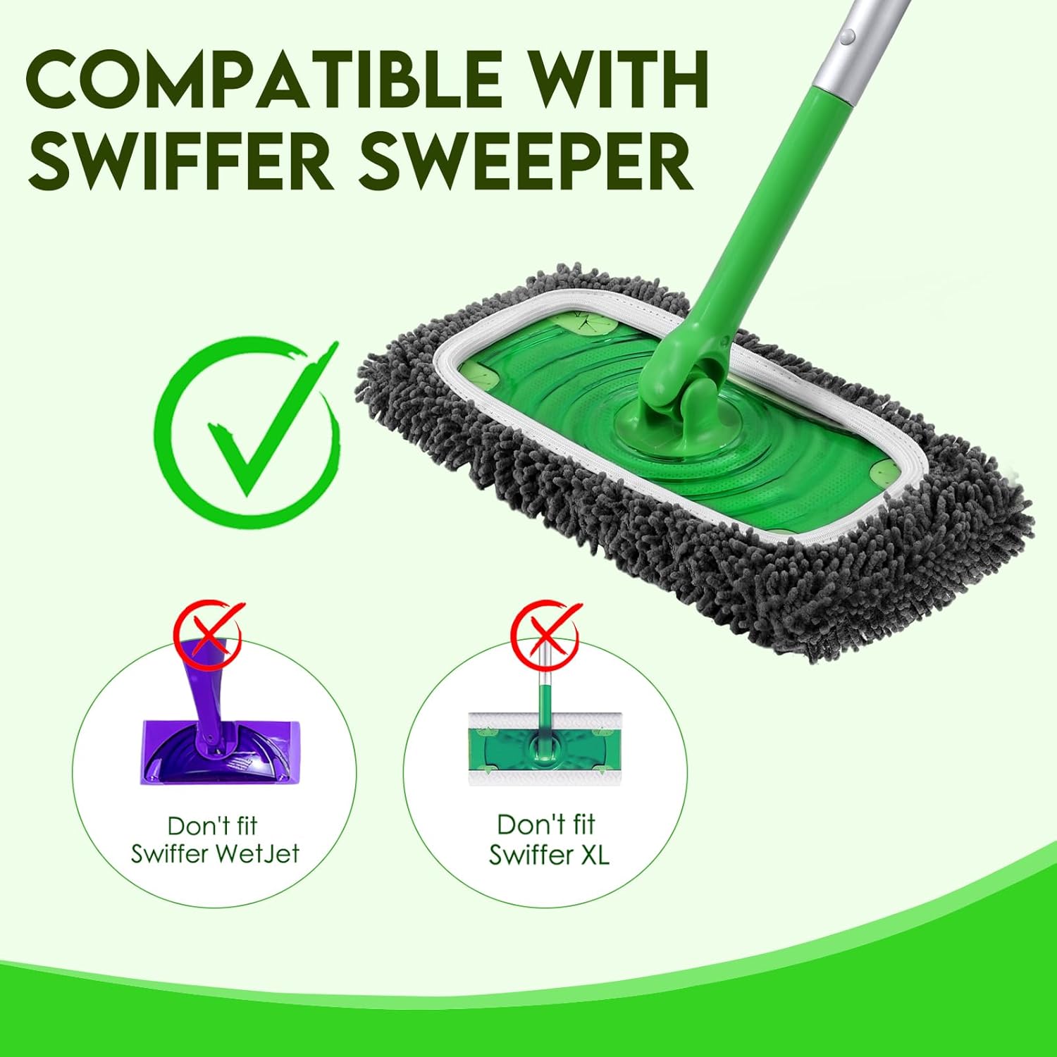 Reusable Power Mop Refills Pads Compatible with Swiffer PowerMop Mop 4 Pack & Reusable Wet Pads Refill Compatible with Swiffer Sweeper Mop 4 Pack (Mop is not โ image 5
