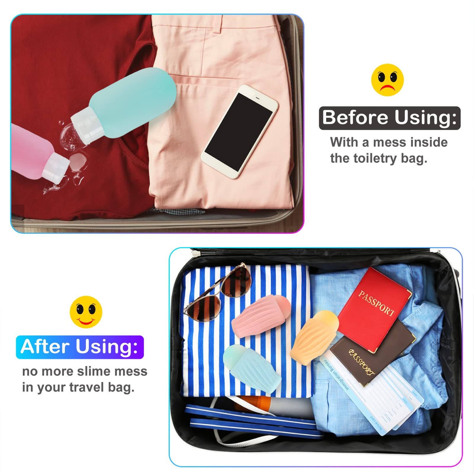 4 Pack Elastic Sleeves for Leak Proofing Travel, Leak Proof Sleeves for Travel Container in Luggage, Reusable Accessory — image 2