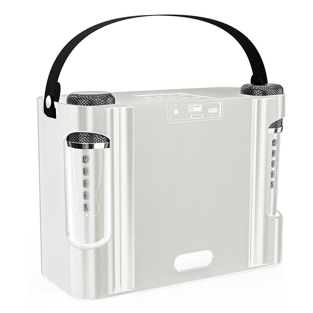 Portable Bluetooth 5.3 Speaker with 2 Wireless Microphones Home Karaoke Speaker Machine White — image 4