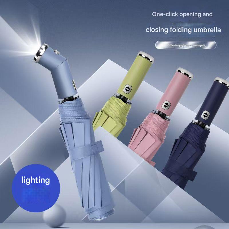 Blue Reinforced Black Coating Umbrella, featuring a 10-rib black steel frame for durability, approximately 106cm in diameter, lightweight and portable โ image 3