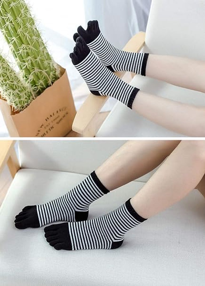 Women's split finger socks - 5 pairs - sports socks - Five Toe Socks - cotton finger socks - Toe socks - women's casual sports socks - Antibacterial — image 6