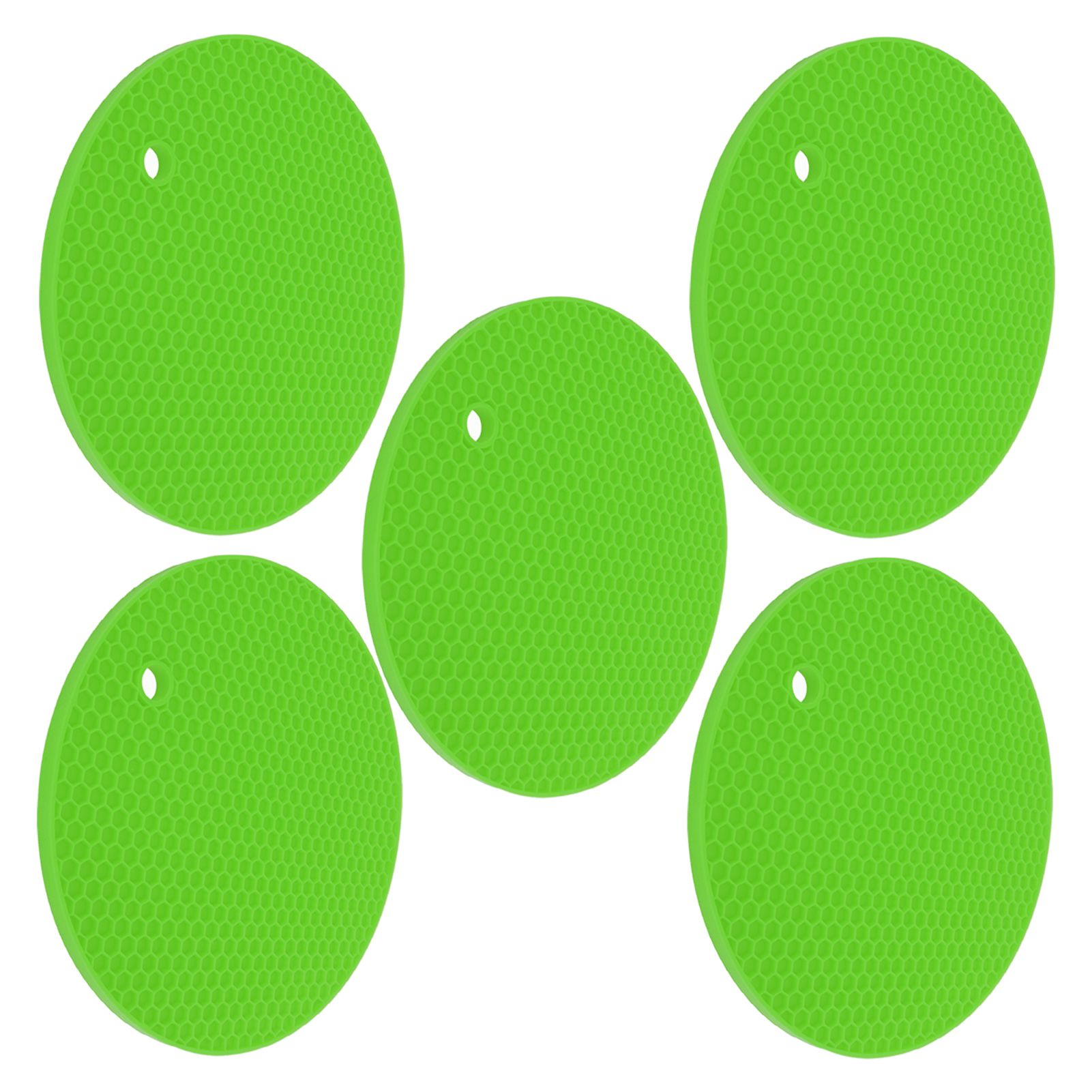 5PCS Silicone Trivet Mats Round Multipurpose Heat Resistant Non Slip Pads Pot Holders for Hot Pot Hot Dishes Green โ image 4