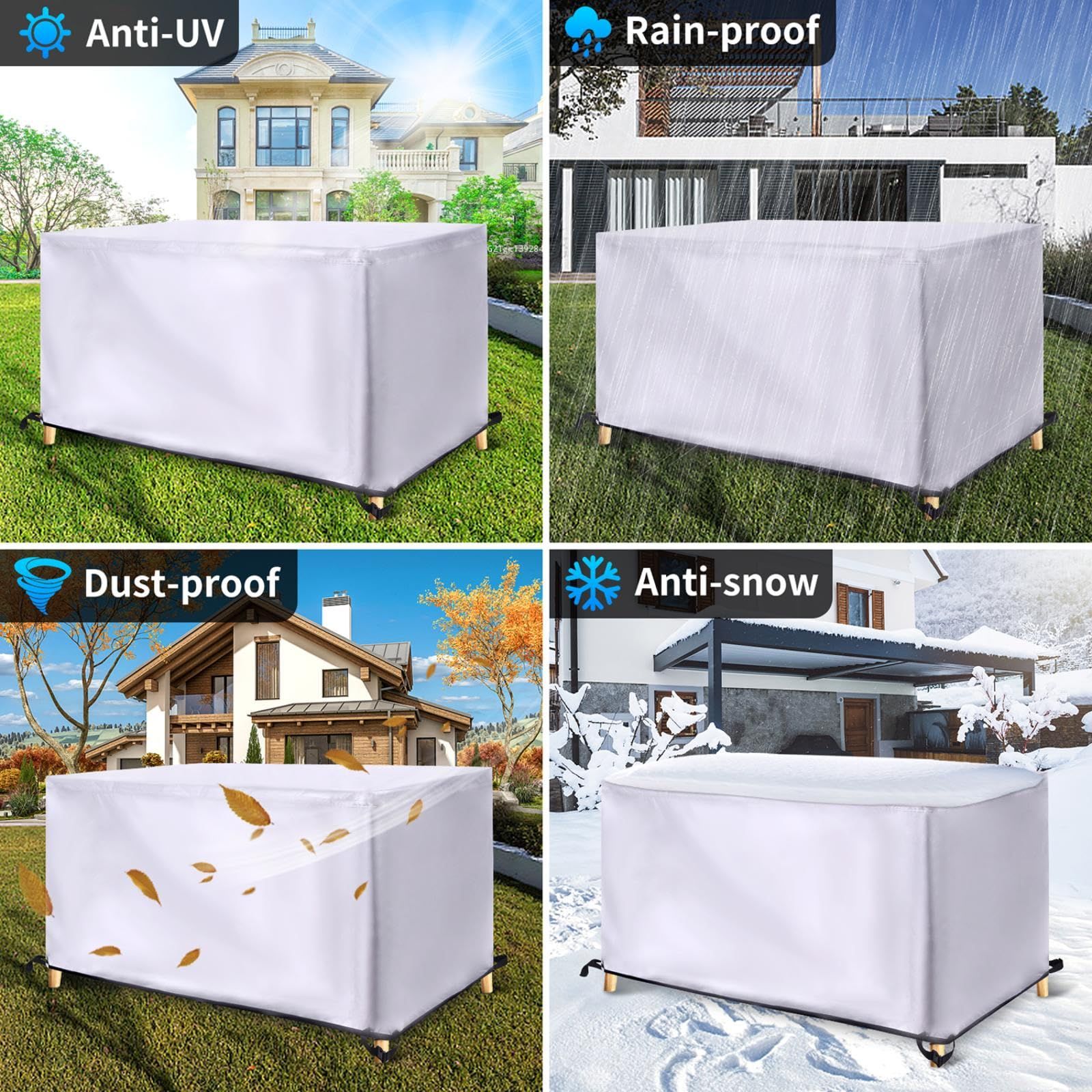 Rectangular Heavy Duty Table Cover - Tough Canvas Waterproof Outdoor Dining Table and Chairs General Purpose Furniture Cover — image 3