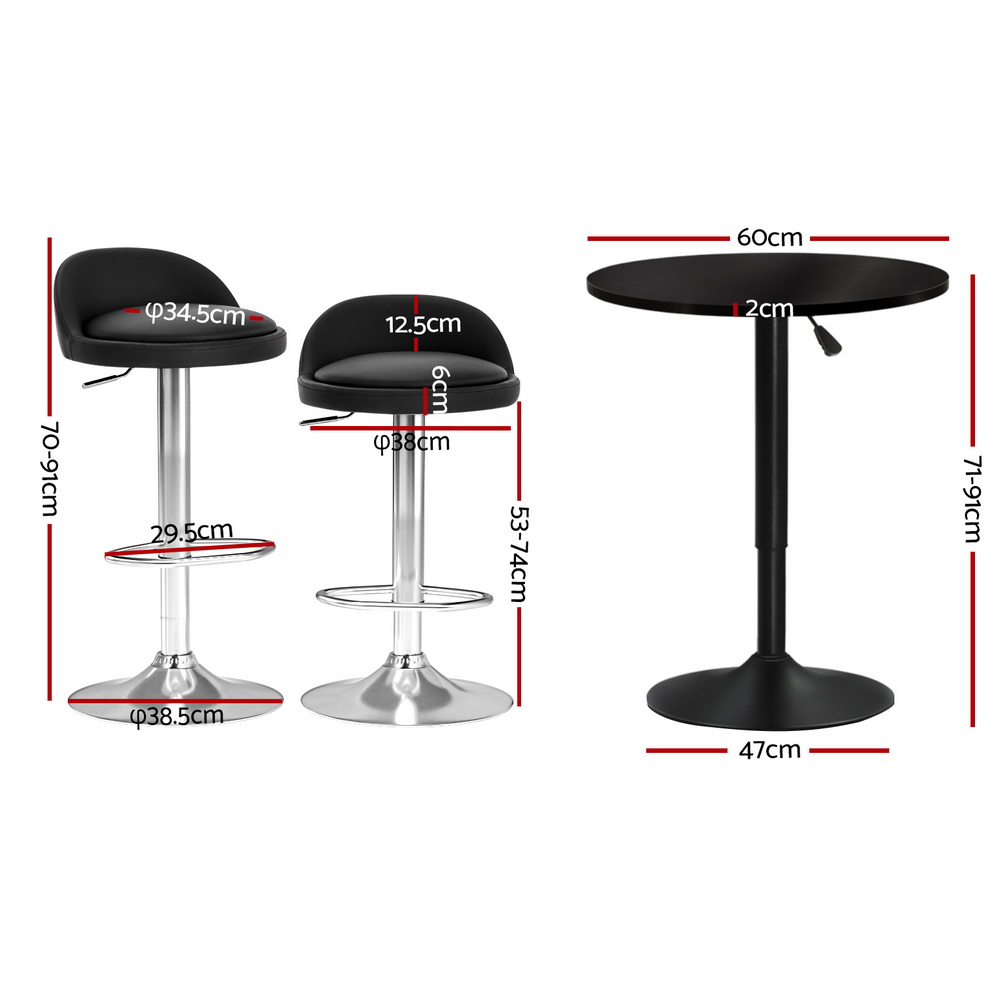 Artiss Bar Table and Stools Set Dining Desk Kitchen Chairs Cafe Pub โ image 2