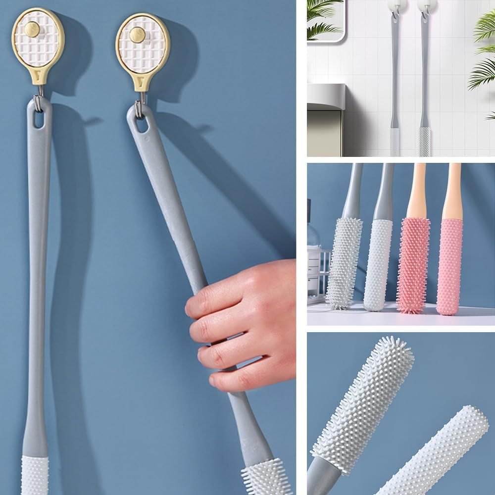 Toe Gap Cleaning Brush, Foot Back Scrubber in Shower, Long Handle Foot Bath Brush, Silicone Body Scrubber, Exfoliating for Men and Women (Gray) — image 5