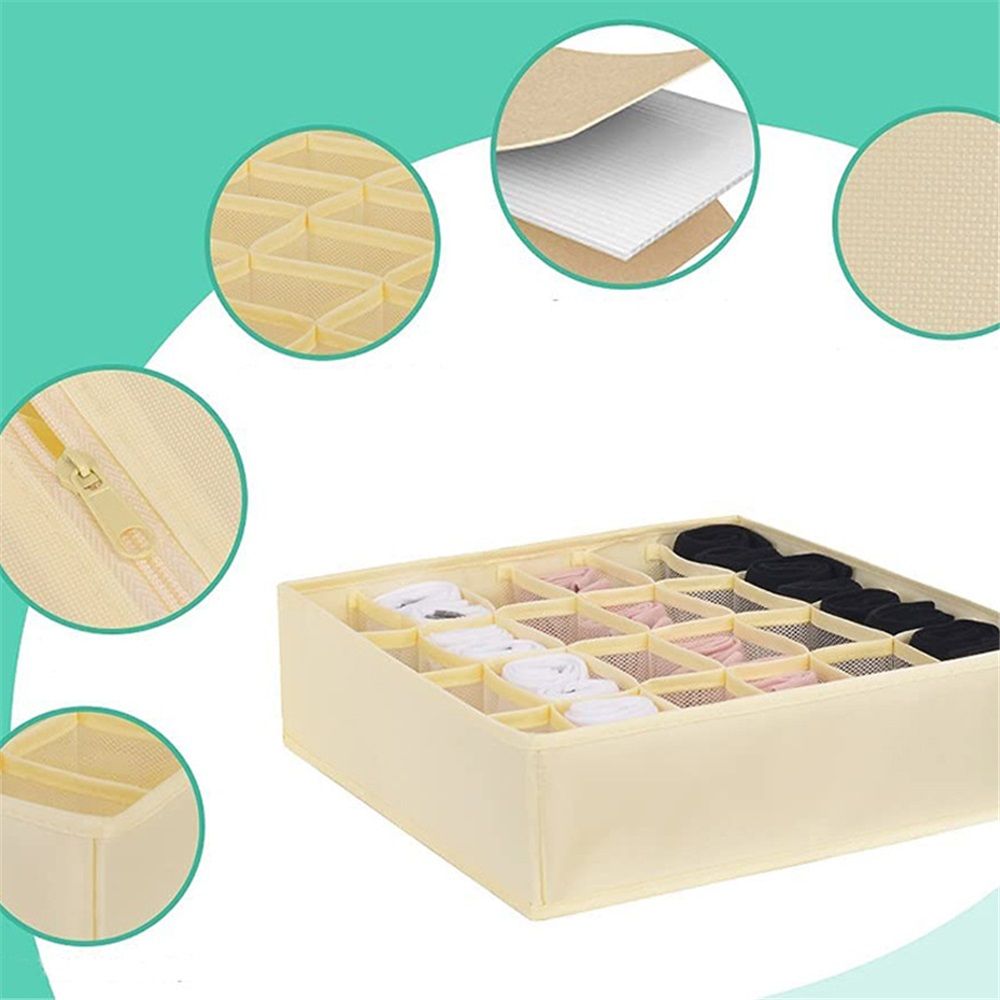 Simple Houseware Sock Drawer Organizer for Dresser/Closet/Bedroom, 3 Pack, Beige(Only storage bags available) — image 3
