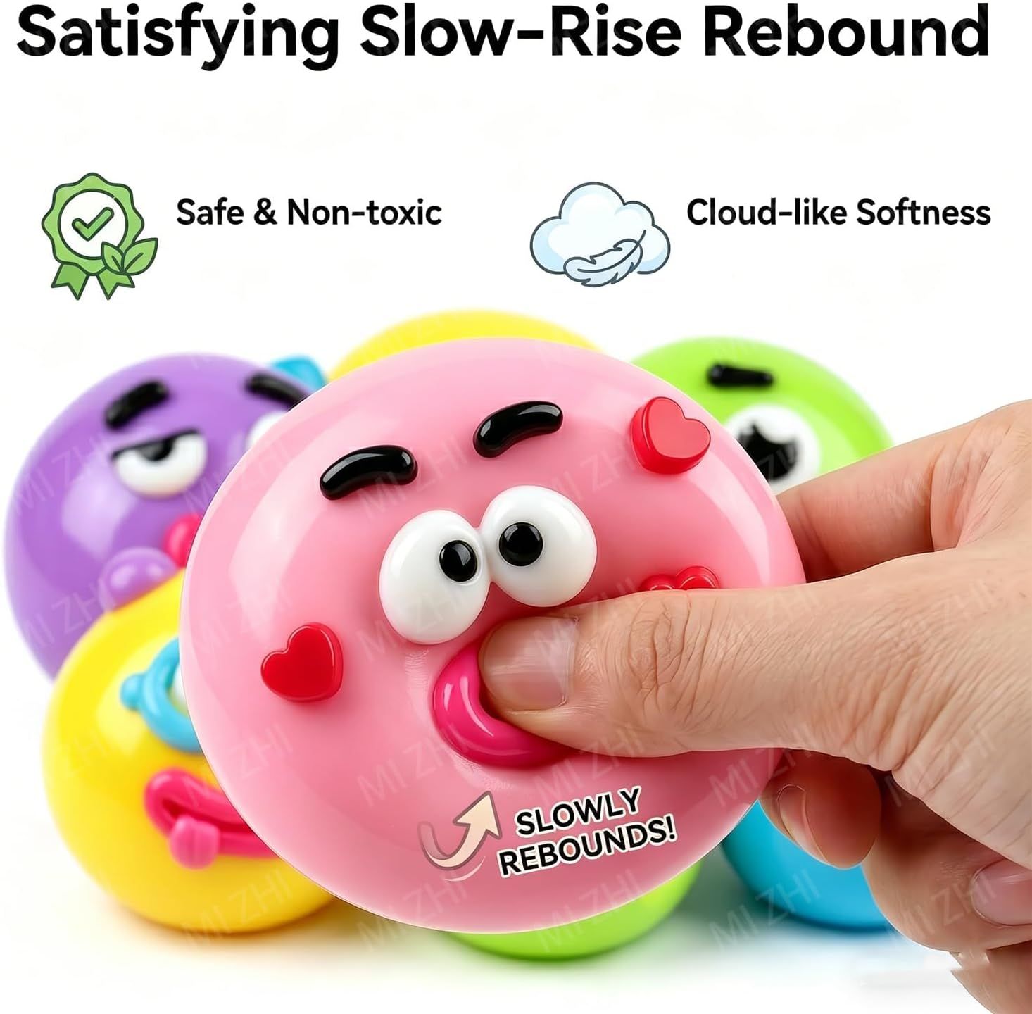 Dog Face Stress Ball Slow Rising Sensory Toy for Anxiety Relief Yellow โ image 4