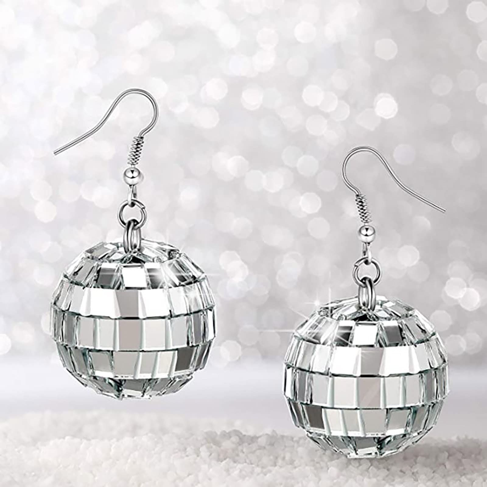 Ball Earrings Silver Mirror Disco Ball Drop Dangle 30MM Ball Earrings Dance Party Costume Accessories for Women Girls — image 5