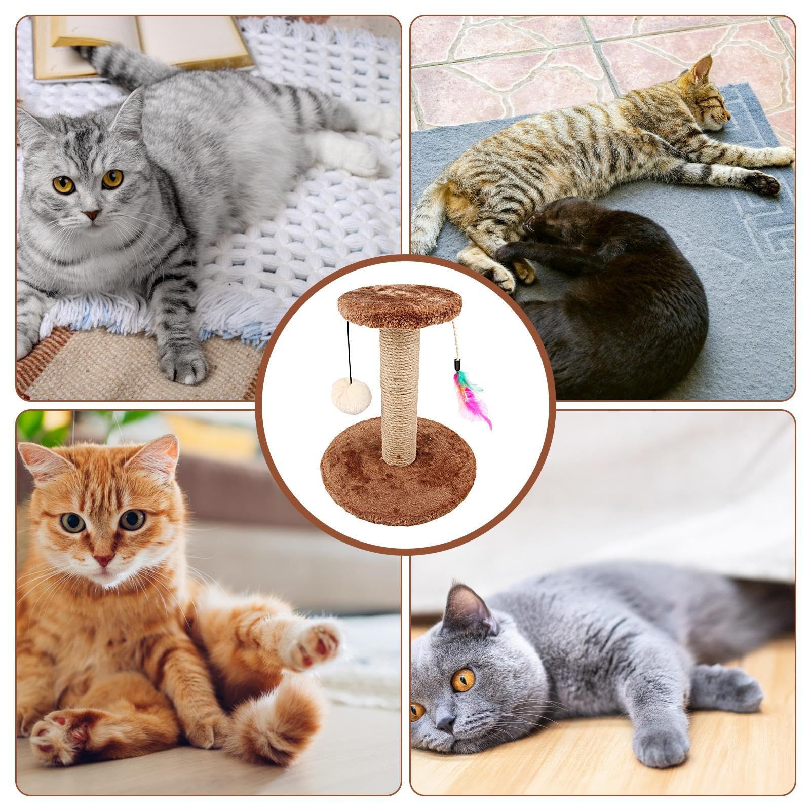 Scratcher Tower, Durable Cat Tree Tower, Cat Scratching Post, Double Layer Vertical with Fluffy Balls, Tall for Indoor Cats — image 4