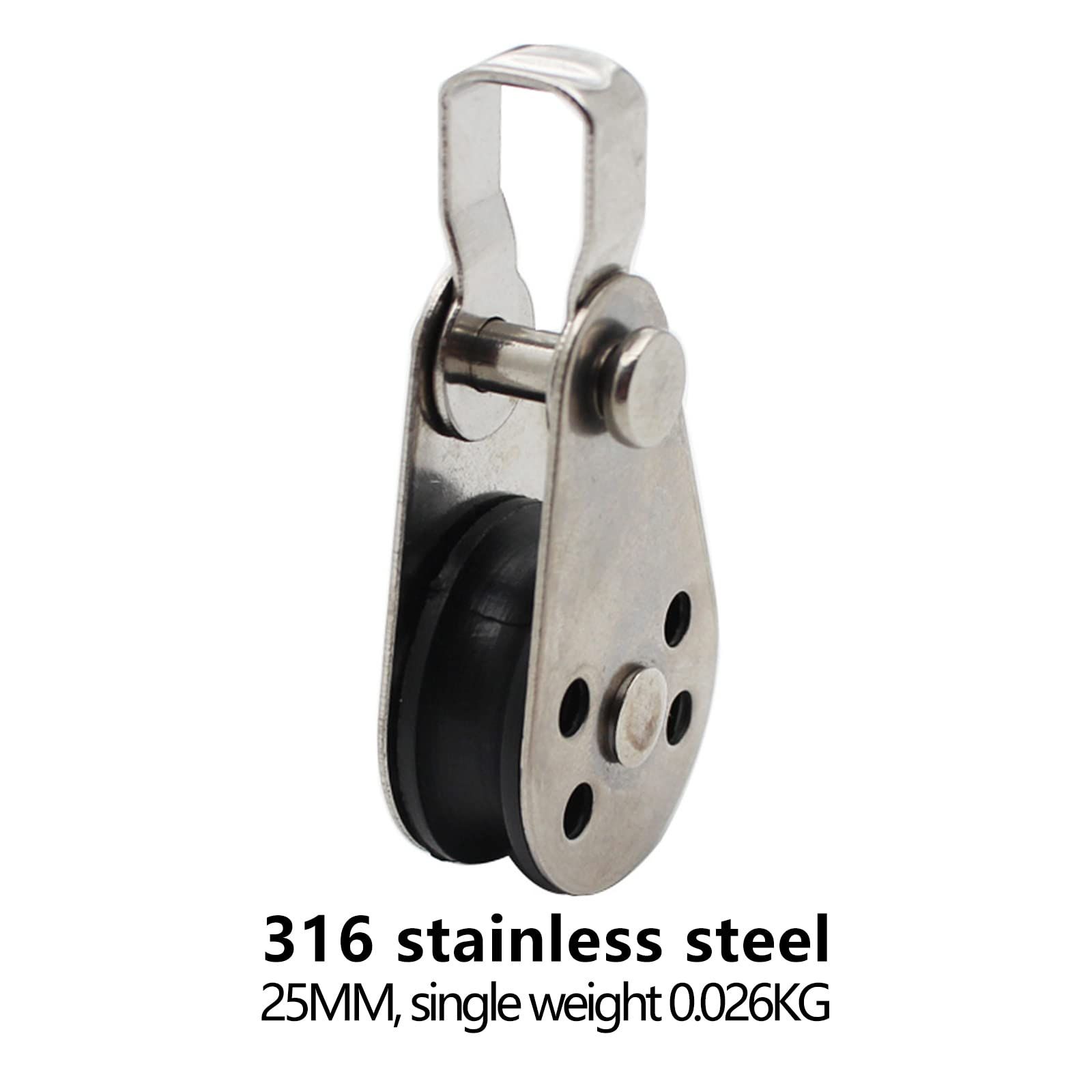 4PCS Stainless Steel Nylon Marine Pulley,Pulley Block Rope Runner Kayak Pulley Single Pulley Bearing Block Rope Runner — image 3