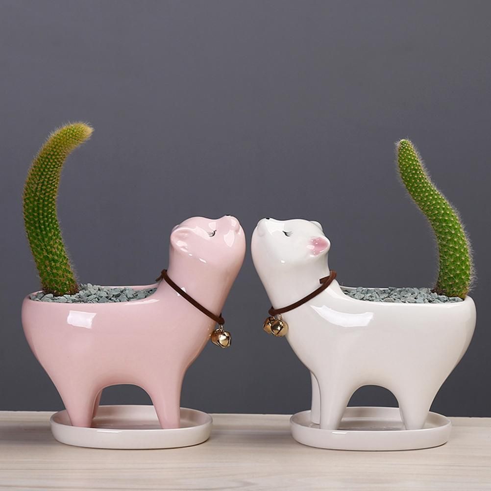 Kitten Ceramic Succulent Pots with Drain Hole Mini Pots for Plants Cactus Plants Containers for Home and Office Decoration โ image 6