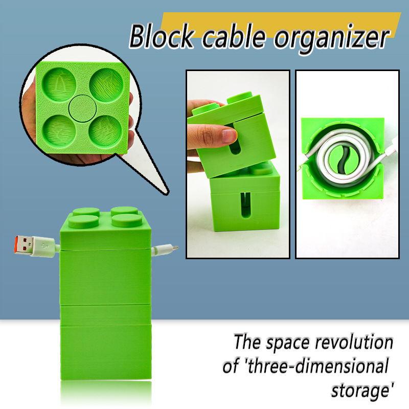Playful Building Block Desk Cable Holder - Creative Cord Organizer Tidy, 2-Pack โ image 3