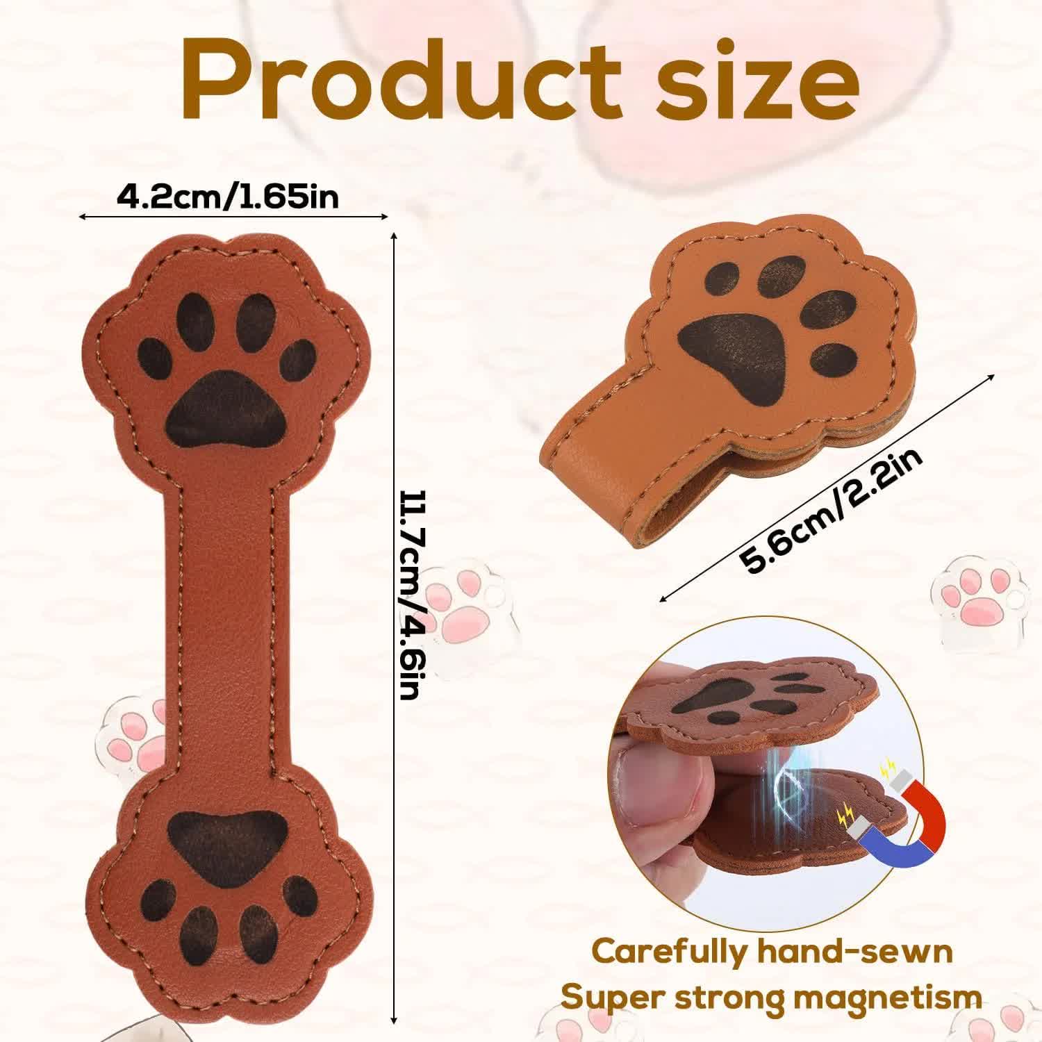 3 Pieces Magnetic Bookmarks in Dog Paw Shape, Cute Leather Magnetic Bookmark in Paw Shape, Vintage Magnetic Bookmarks, Book Accessories for Reading, Gift for — image 2