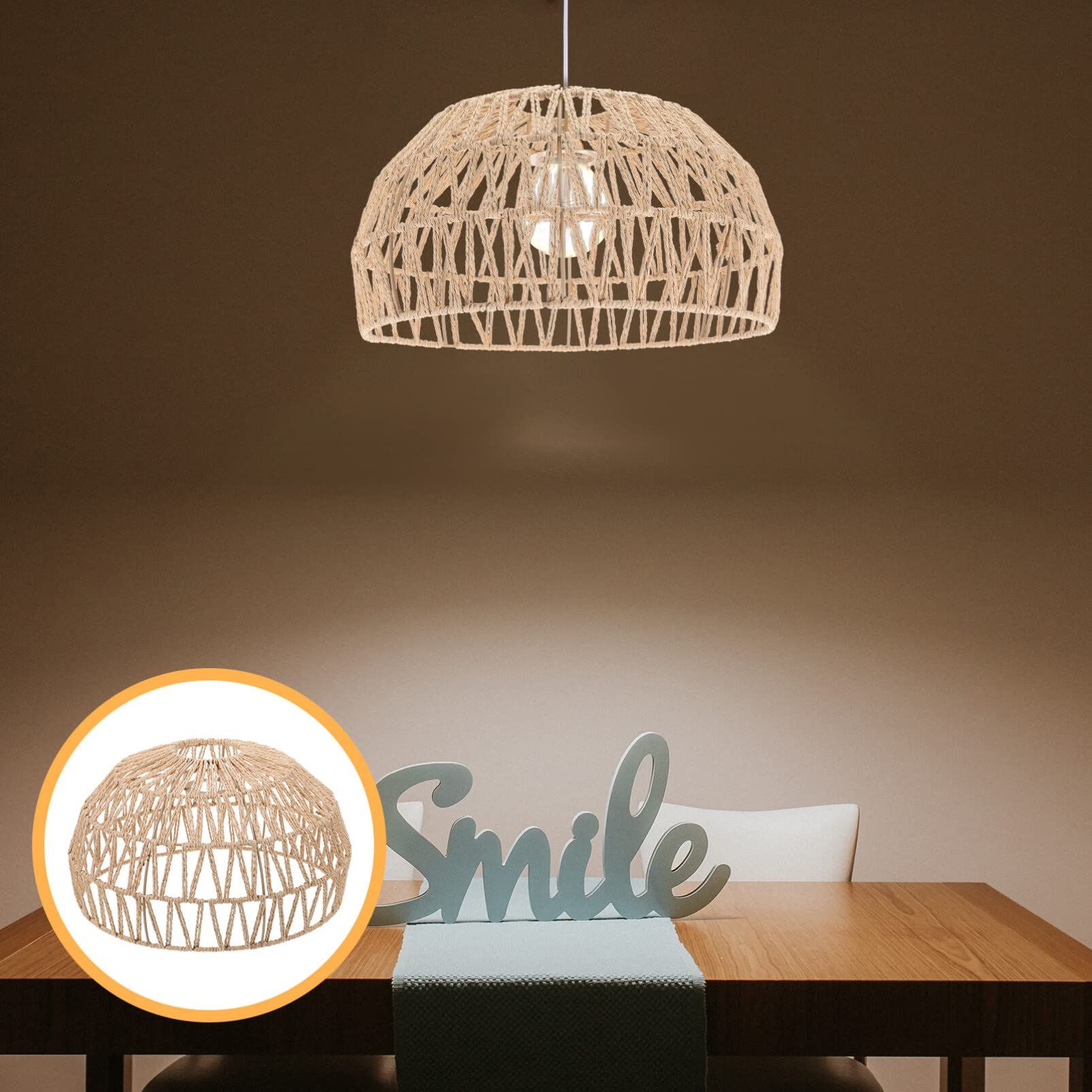 Rattan Lamp Rattan Woven Lamp Shade Pendant Light Shade Ceiling Light Shade Replacement for Chandelier Flush Mount Ceiling โ image 4