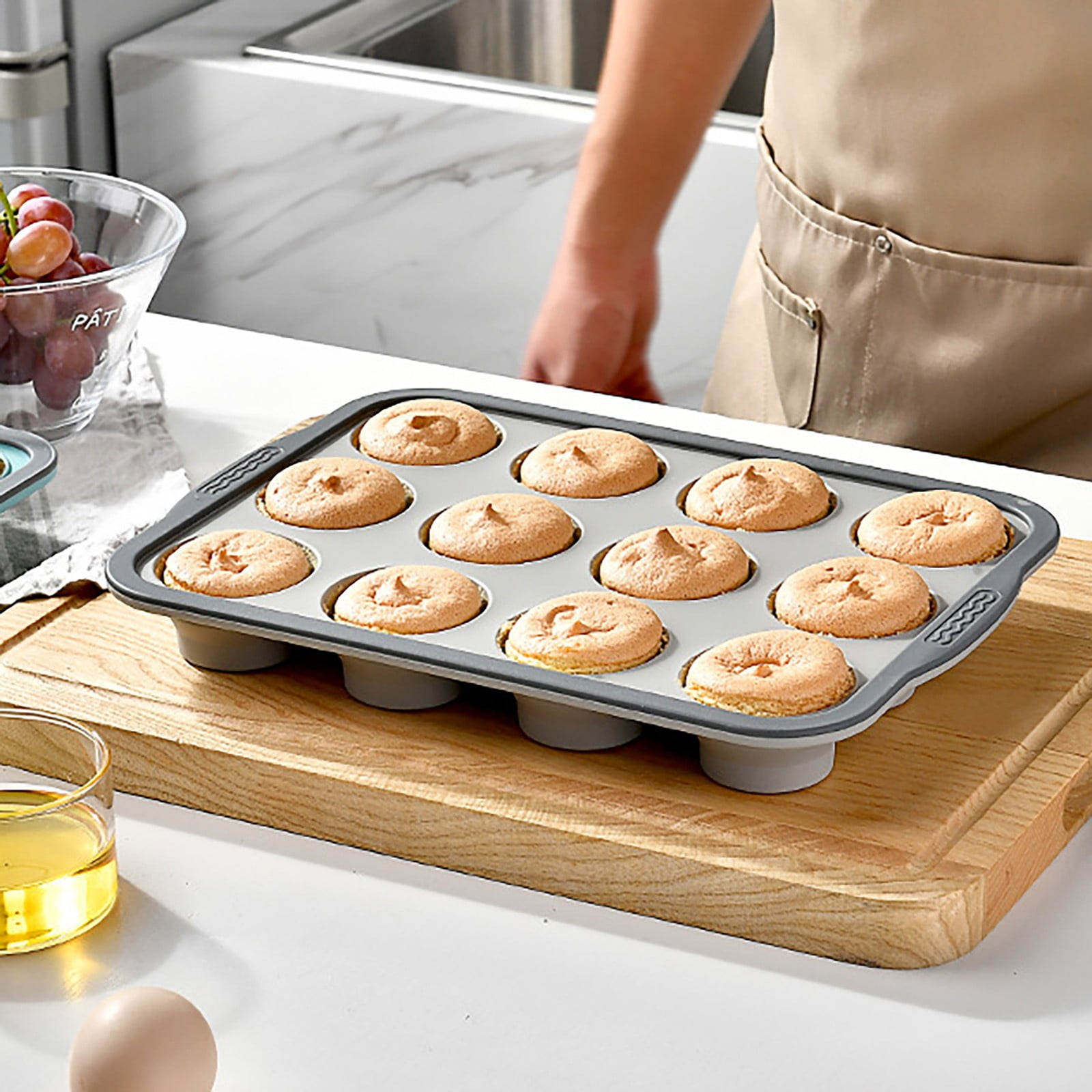 Brownie Pan with Dividers, 1 Set 12 Cavity All Edges Square Cupcake Brownie Pans Mini Cake Non Stick Baking Carbon Steel Bread Mold Small Edge 3 × 4 Individual — image 5
