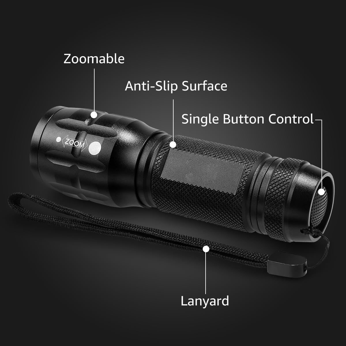 Compact Tactical LED Flashlight - Super Bright 160LM with Adjustable Zoom & Anti-Slip Grip โ image 4