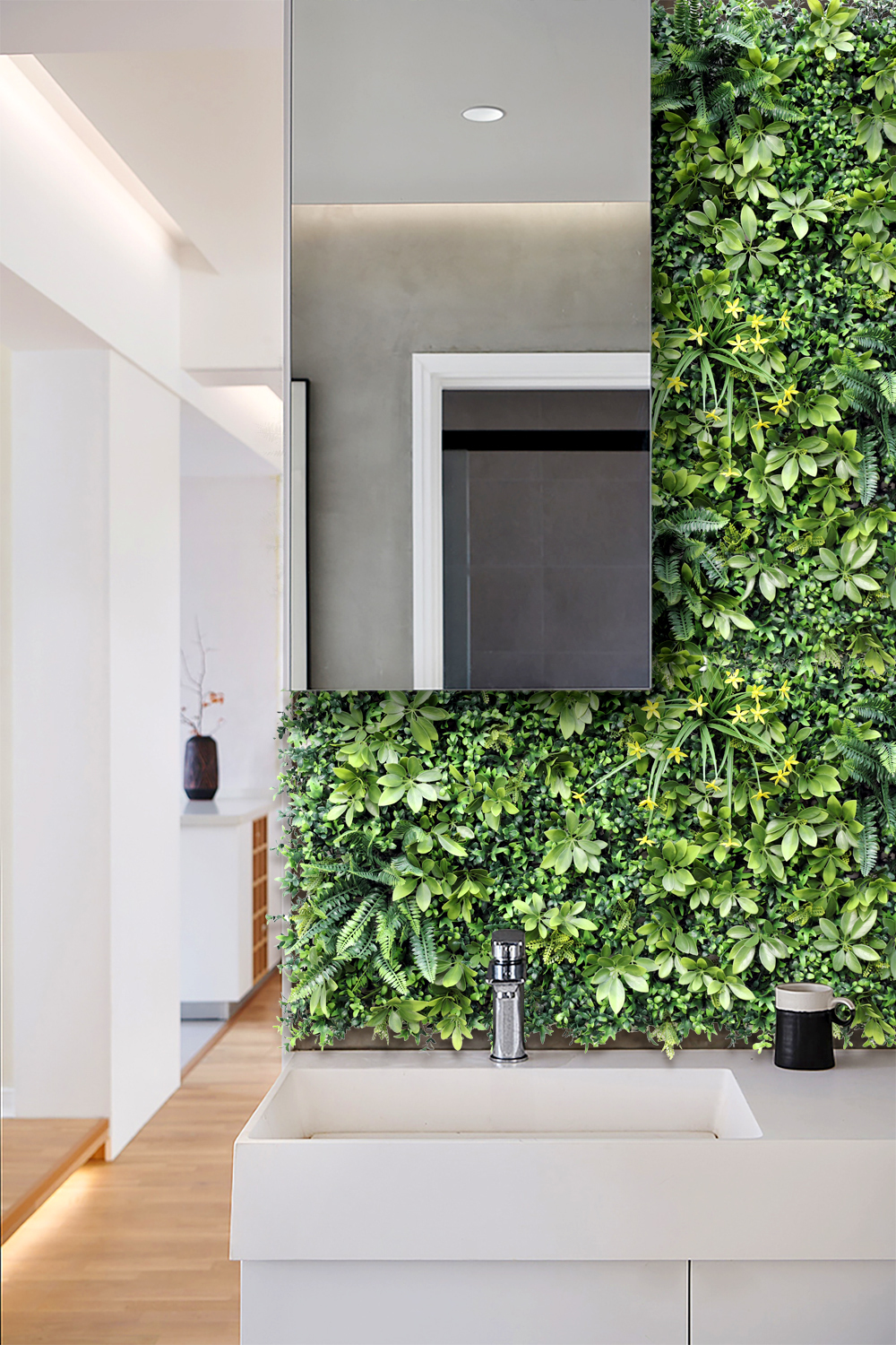 YES4HOMES 5 SQM Artificial Plant Wall Grass Panels Vertical Garden Foliage Tile Fence 1X1M Green — image 2