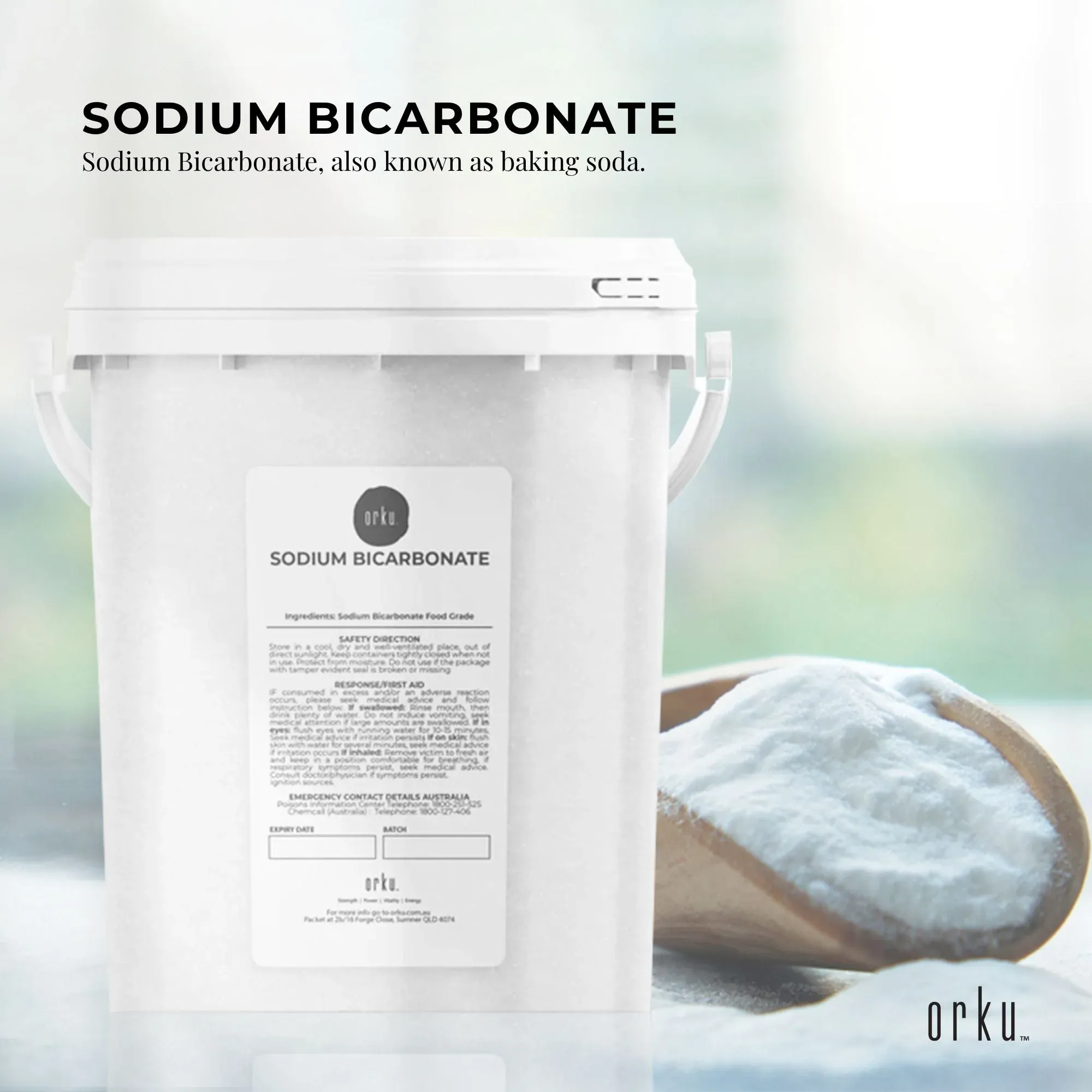 Orku 1.3Kg Sodium Bicarbonate Food Grade Tub Baking Soda Aluminium Free Powder โ image 2