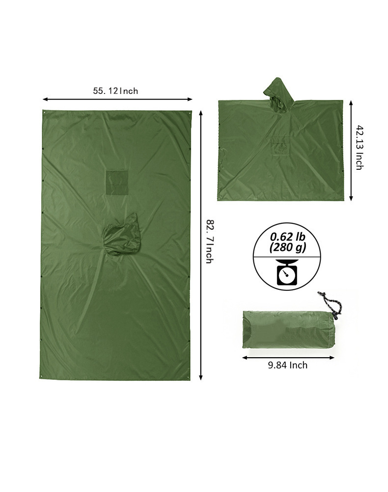 Orange 3-in-1 Multifunctional Outdoor Rain Poncho - Ground Mat & Shelter - Lightweight & Waterproof for Hiking & Camping โ image 4