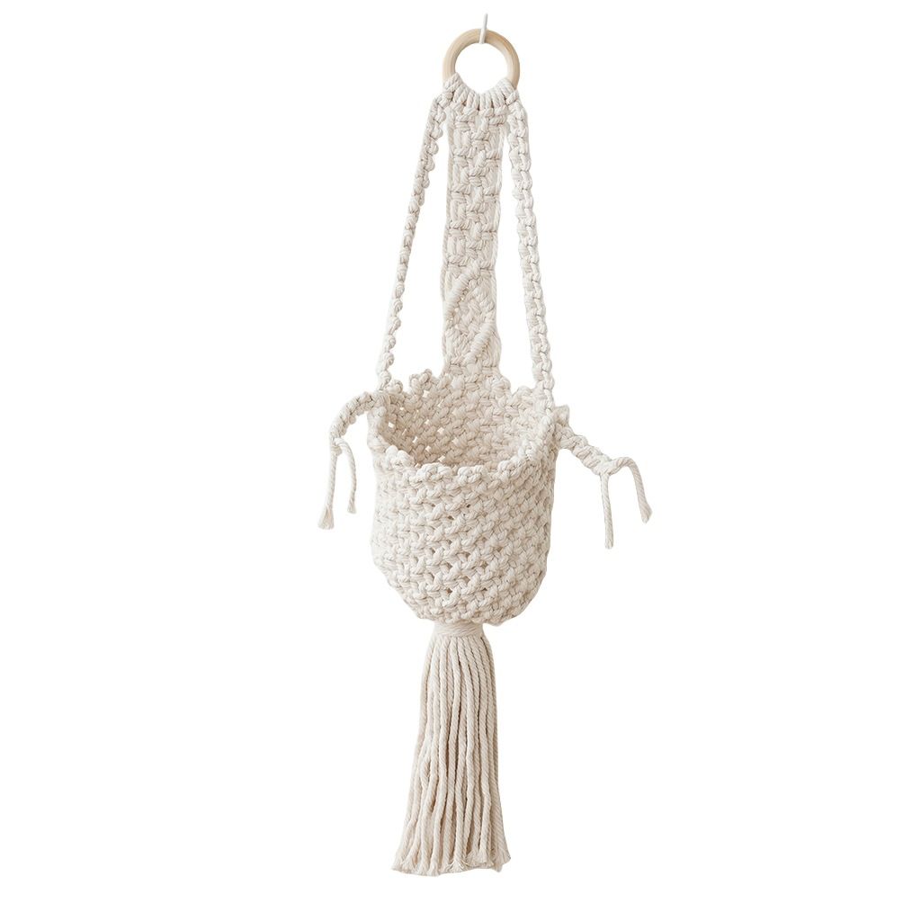 Modern Minimalist Bohemian Style Hanging Planters Plant Net Pocket Hand Woven Hanging Basket Holder Tapestry Flower Basket with Exquisite Tassel Indoor Balcony