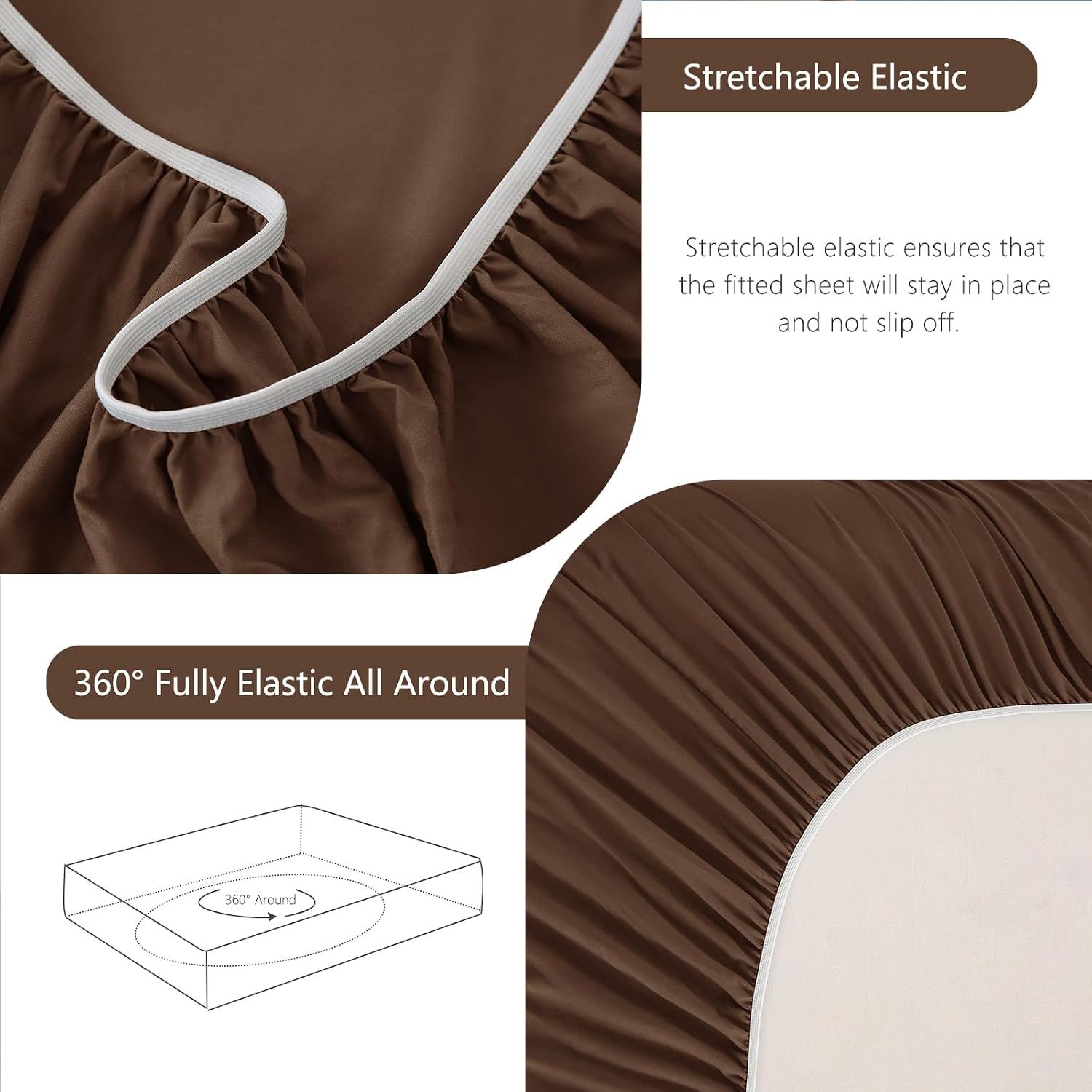 Hotel Soft Bed Sheet Set- Bedding Sheets & Pillowcases -Breathable Bedding - Wrinkle, Fade, Stain Resistant-Deep Pocket Flat Fitted Bed Sheet — image 6