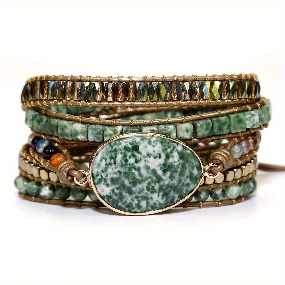 Vintage Handwoven Natural Stone Beaded Bracelet – Bohemian Charm, Each Amethyst Unique — image 4