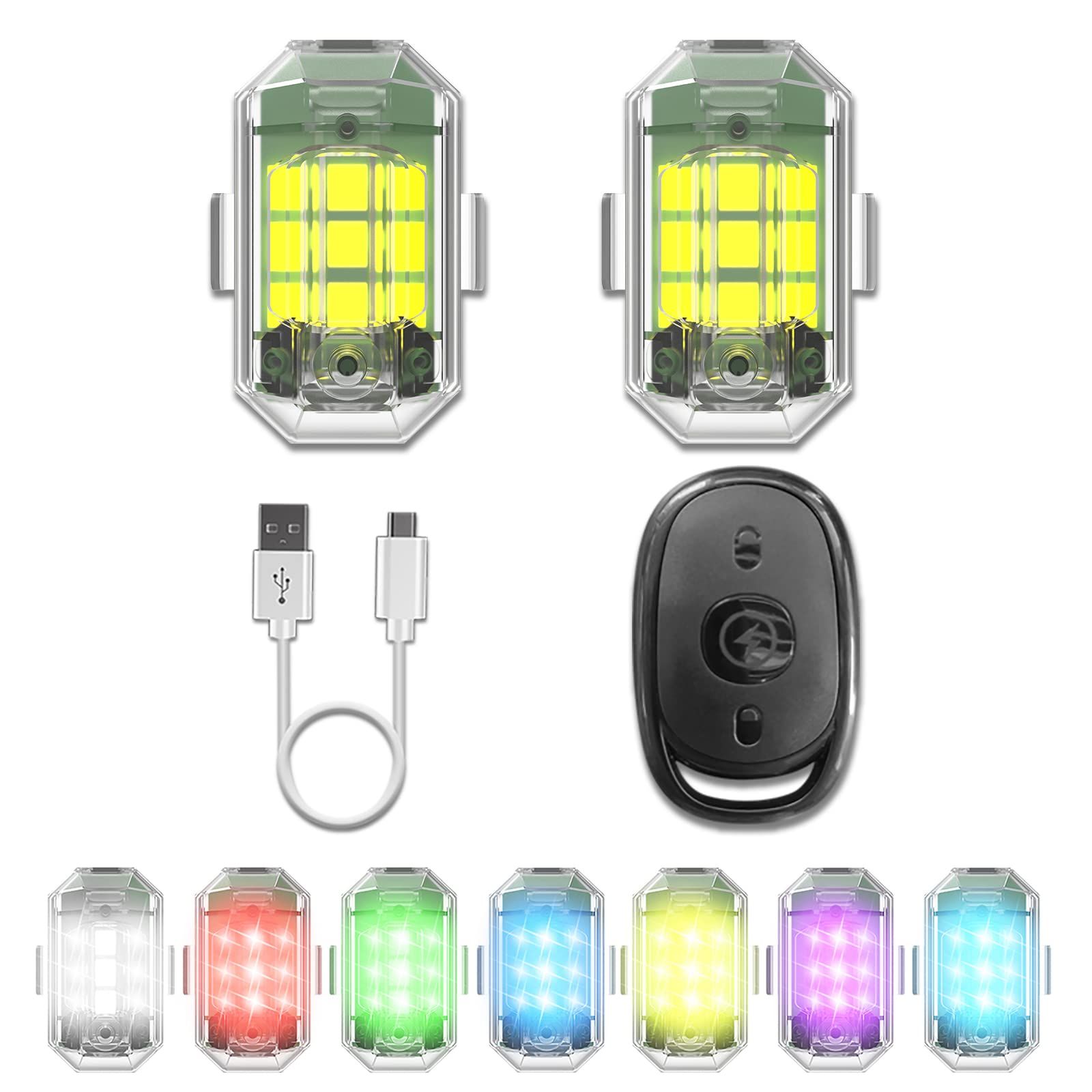 2 Pack Drone Strobe Light with 1 Pack Remote Control Night Flight Anti Collision Rechargable Led It can be installed in various positions
