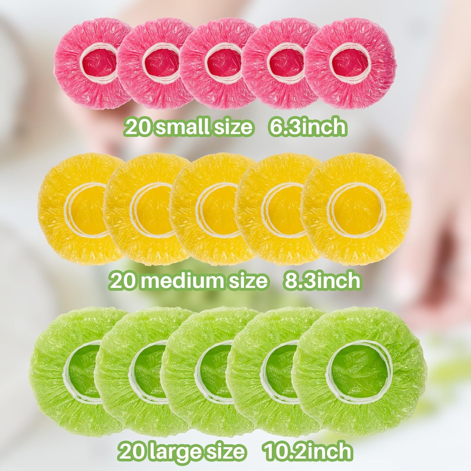 60Pcs Bowl Covers Reusable - Plastic Bowl Cover Elastic Fresh Keeping Bags Wrap Reusable Plastic Stretch Elastic Food Storage Covers Sourdough Baking Bread — image 2