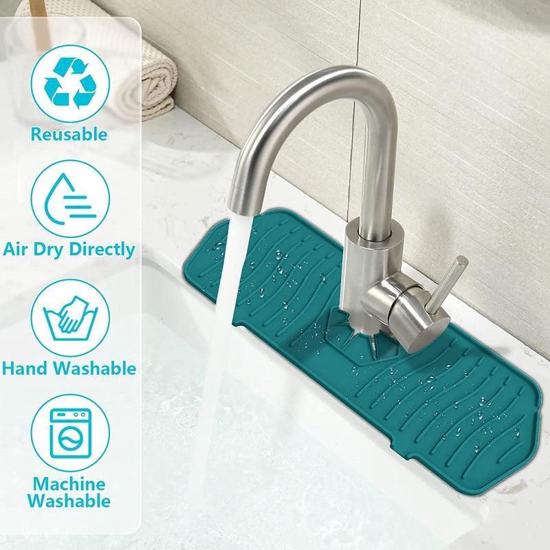 L Size Silicone Faucet Mat Kitchen Protector Faucet Absorbent Mat Sink Splash Guard - Black โ image 6