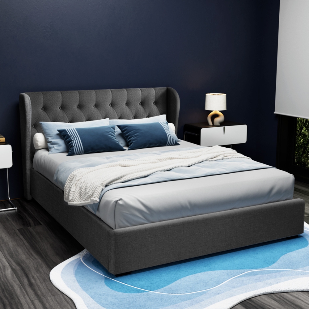 Artiss Bed Frame Queen Size Gas Lift Charcoal ISSA โ image 2