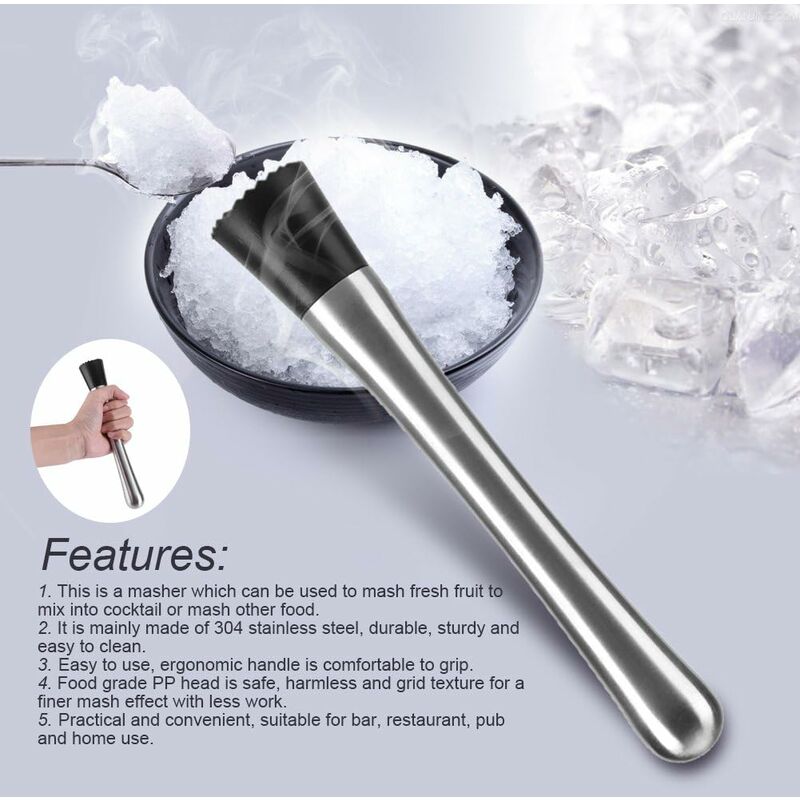 Pc Cocktail Muddler Stainless Steel Bar Stick Mojito Muddler Fruit Mixer Ideal Bartender Tool Barware โ image 3