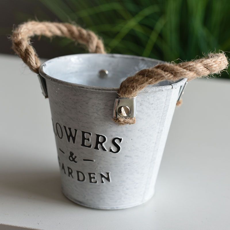 Iron Flower Pot Flower Planter Succulent Planter Creative Planter Flowerpot Bucket Iron Flowerpot Flower Vase Iron Planter — image 3